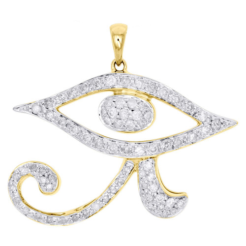 Diamond Egyptian Eye of Ra Pendant Round Cut 0.82 CT. 10K Yellow Gold Charm