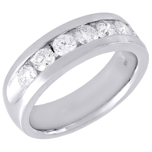 14K White Gold Engagement Anniversary Band Mens Diamond Wedding Ring 1.50 Ct.