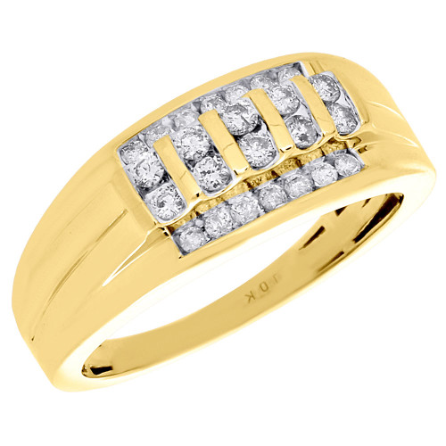 10K Yellow Gold Diamond Wedding Band Mens Channel Set 9mm Engagement Ring 1/2 Ct