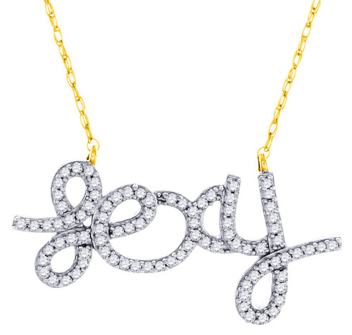 Diamond Sexy Statement Pendant 10K Yellow Gold Fashion Charm with Cable Chain