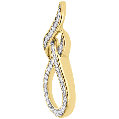 Infinity Knot Diamond Pendant Yellow Gold Round Charm with Necklace 0.20 Ct.