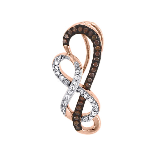 Red Diamond Infinity Pendant 10K Rose Gold Charm  Necklace 0.15 CT.
