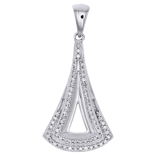 10K White Gold Diamond Pendulum Teardrop Pendant Cut Out Necklace 0.20 CT.