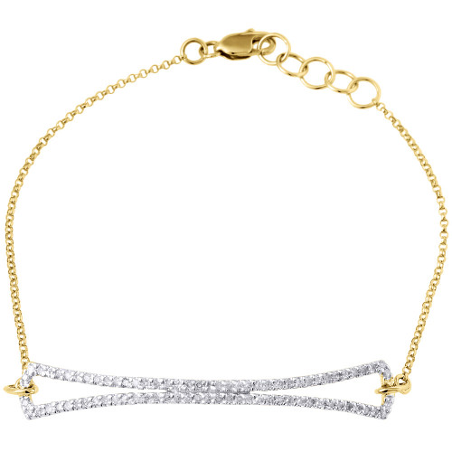Diamond Fashion Designer Bracelet 10K Yellow Gold Single Strand Rolo Link 1/3 Ct