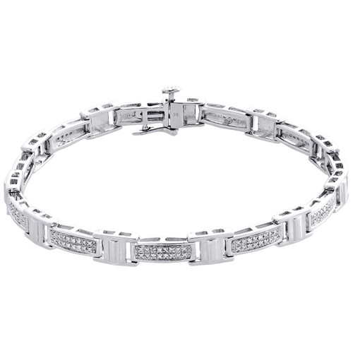 Statement-Armband mit echtem Diamant-Glieder-Pflaster, 925er-Sterlingsilber, 17,8 cm | 1/7 ct.