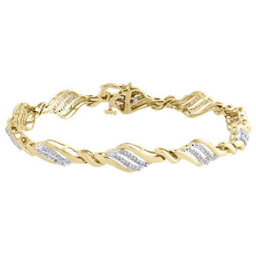 tennis-Gliederarmband aus 10 Karat Gelbgold mit Diamanten, spitz, oval, 7,25 Zoll, 0,50 ct.