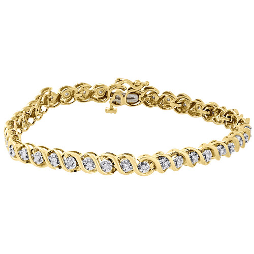 mode-S-Link-Tennisarmband aus 10-karätigem Gelbgold mit Diamanten im Rundschliff, 7,25 Zoll, 0,50 ct.