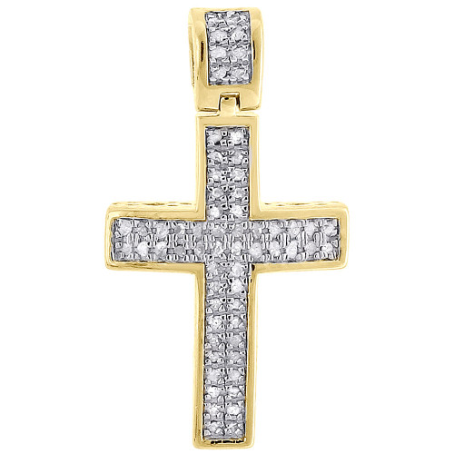 Diamond Pendant Mini Jesus Piece Cross .925 Sterling Silver Dome Charm 0.33 CT