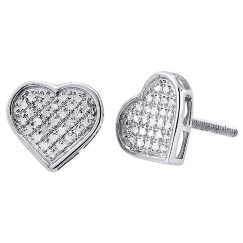 Heart Shape Diamond Studs .925 Sterling Silver White Finish Earrings 0.25 Ct.