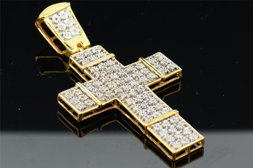 Men .925 Sterling Silver Fanook Real Diamond Cross Pendant Jesus Charm 0.50 ct.