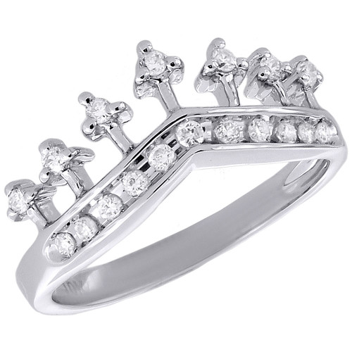 10K White Gold Round Diamond Ring Channel Set Fashion Curved Crown Band 0.20 Ct.