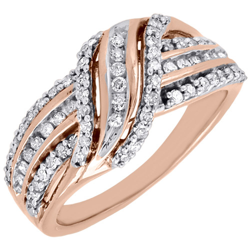 10k Rose Gold Round Cut Diamond Designer Fashion Ring Cocktail Band 1/2 Ct.