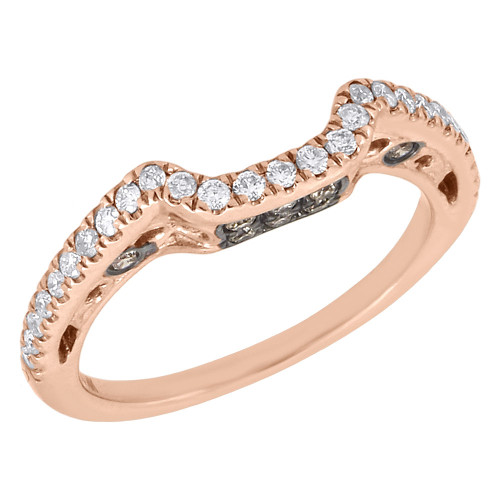 anillo de compromiso con solitario y diamante marrón en oro rosa de 14 k, realzador para mujer de 0,33 qt.