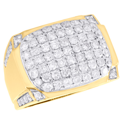 10K Yellow Gold Real Diamond Dome Statement Puff 18mm Pave Pinky Ring 2.88 CT.