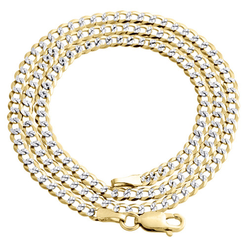 Real 10K Yellow Gold Solid Diamond Cut Cuban Link Chain 3.75mm Necklace 16"-30"