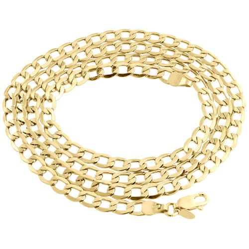10K Yellow Gold 5.40mm Plain Hollow Cuban Curb Chain Link Necklace 16-30 Inch