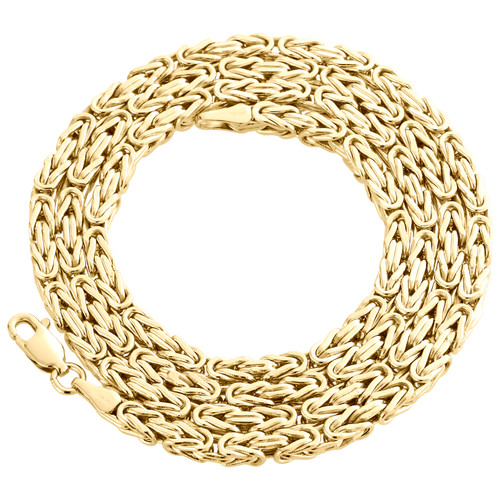 Mens Real 10K Yellow Gold Box Byzantine Link Chain 3.10mm Necklace 22-30 Inches