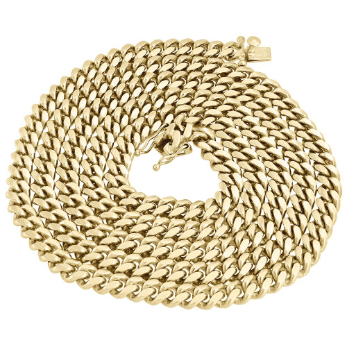 collier à maillons de chaîne cubaine Miami en or jaune 10 carats super solide 6 mm pour hommes 40 pouces