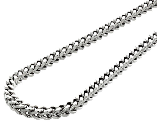 10k Real White Gold 3.5 MM Franco Box Cuban Chain Necklace 24 Inch