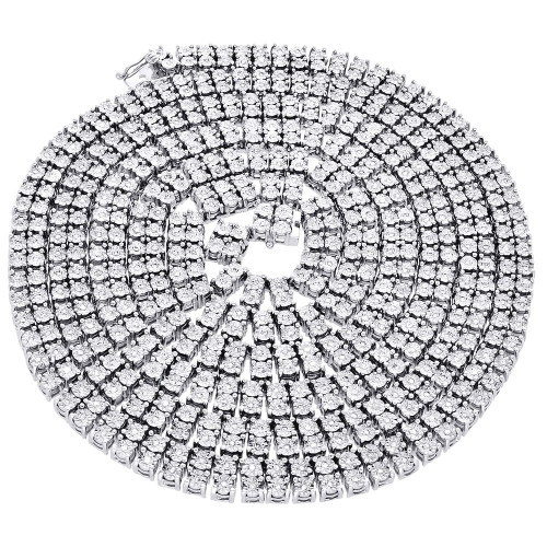 2-reihige Halskette mit echten Diamantgliedern für Herren, 925er-Sterlingsilber, 2,50 ct. 36"