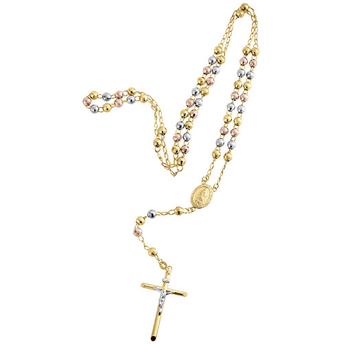 10K White Gold Real Diamond Virgin Mary 2 Row Cross Rosary Chain Necklace  10 CT | eBay