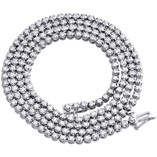 juego de puntas para hombre en oro blanco de 10 k, collar de tenis con cadena de diamantes genuinos de 1 hilera de 5 qt.