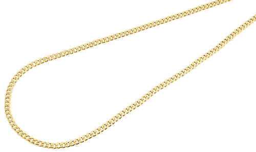 Herr eller dam 10 k gult guld platt kubansk kedja 2,40 mm halsband 16-26 tum