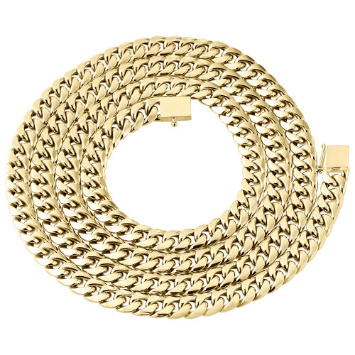 10K Yellow Gold Semi Hollow Miami Cuban Chain Box Clasp 6mm Necklace 20-30 inch