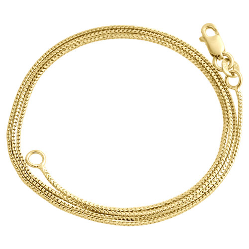 collar de cadena de caja franco sólida de oro amarillo de 10 quilates con eslabones cerrados de 0,75 mm, de 40 a 60 cm
