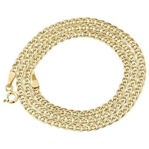 10K Yellow Gold 3MM Double Cuban Curb Italian Link Chain Necklace 16 -24 Inches