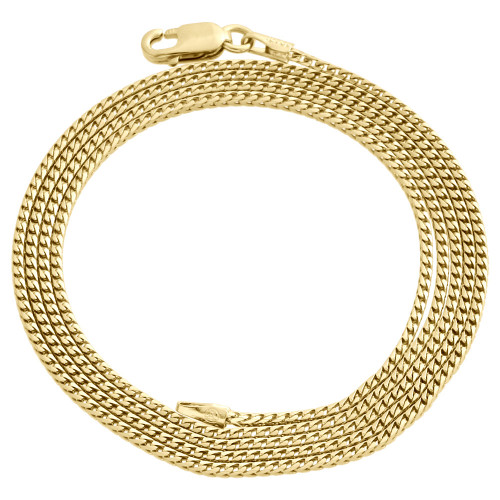 10K Yellow Gold Solid Franco Box Chain Closed Link 1.25mm Necklace 18 - 30 Inch