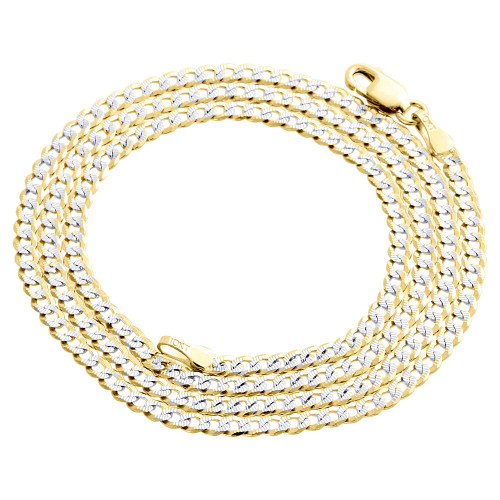 Real 10K Yellow Gold Solid Diamond Cut Cuban Link Chain 2.50mm Necklace 16"-26"
