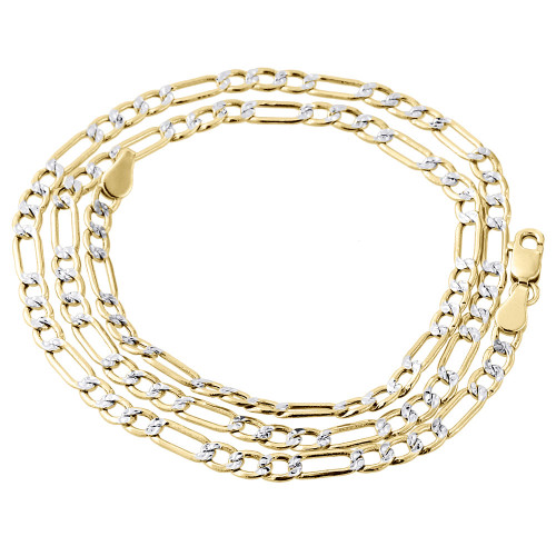 Ægte 10 karat gult guld diamantslebet figaro stil kæde 3,50 mm halskæde 16-30 tommer