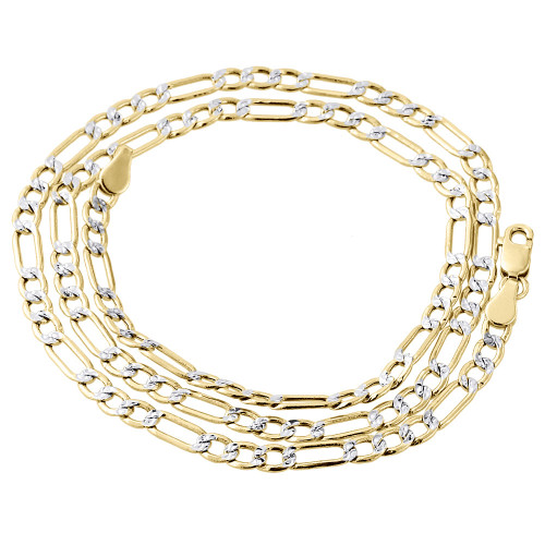 Real 10K Yellow Gold Diamond Cut Figaro Style Chain 3.50mm Necklace 16-30 Inches