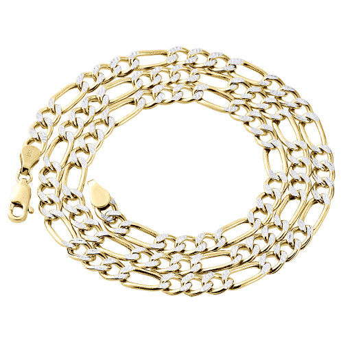 Real 10K Yellow Gold Diamond Cut Figaro Style Chain 4.60mm Necklace 18-30 Inch
