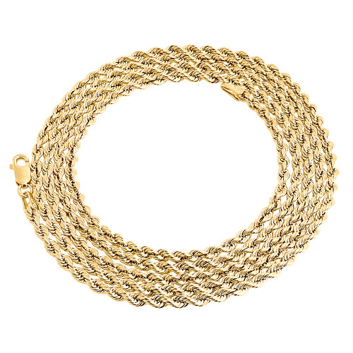 Real 10K Yellow Gold Solid Rope Chain 2.50mm Twist Necklace Unisex 16-30 Inches