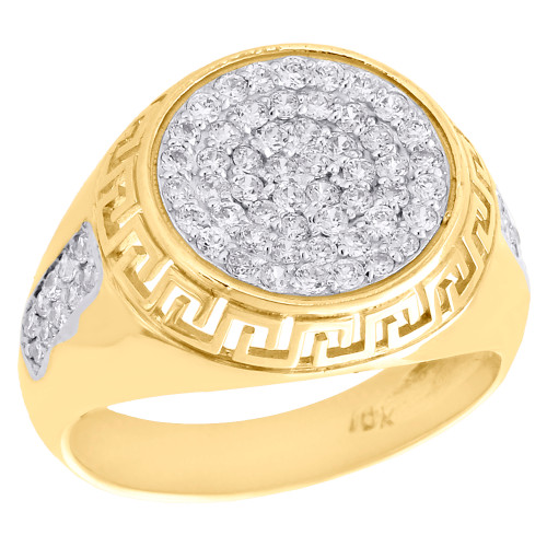 10K CZリング Men's 10k Yellow Gold 4 Carat Cubic Zirconia Bold Solitaire