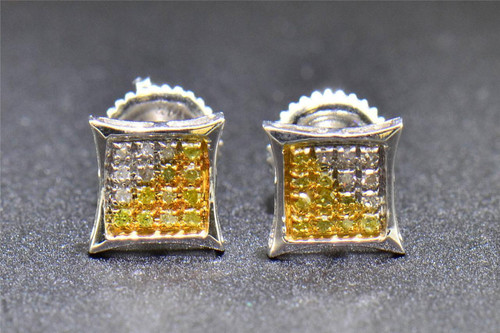 Gelbe Diamant-Ohrstecker aus 14-karätigem Weißgold, 0,10 ct Pavé-Mini-Ohrringe in Drachenform