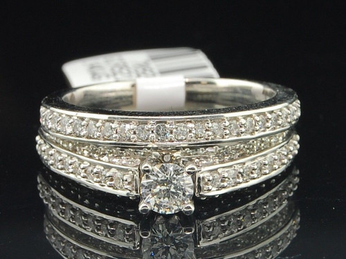 Round Diamond Solitaire Bridal Set White Gold Engagement Wedding Ring 1.03 Ct.