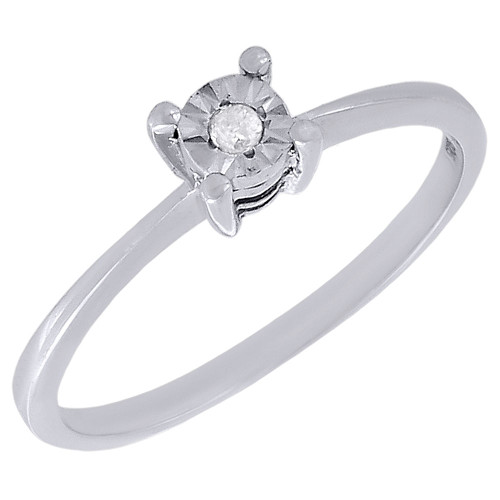 Anello promessa solitario con diamante .925 argento sterling 0,04 tcw