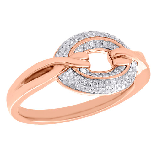 10K Rose Gold Diamond Circle Ring Ladies Right Hand Twisted Band 0.20 CT.