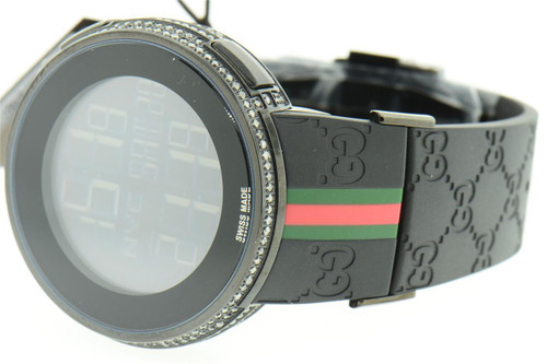 New Mens Custom Black Full Digital I Gucci YA114207 Black Diamond