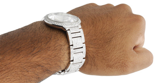 Orologio da uomo Ballon Bleu de Cartier grande con diamanti a pieno carico  da 42 mm, 14,50 ct. - Diamanti e orologi JFL