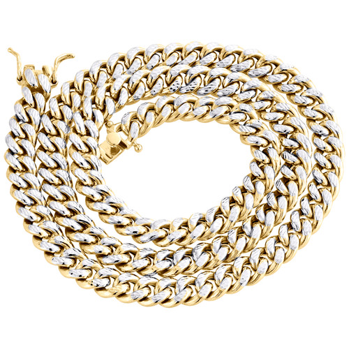 10K Yellow Gold Hollow Miami Cuban Link Chain 8.75mm Box Clasp Necklace 20"-24"