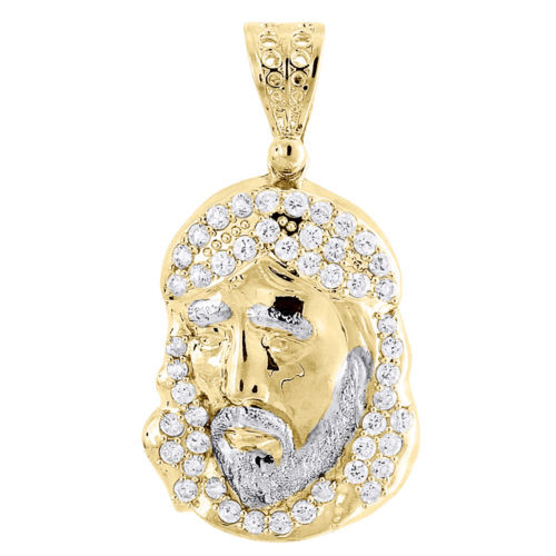 Pendentif visage de pièce de Jésus charme homme 1/20e or jaune 10 carats