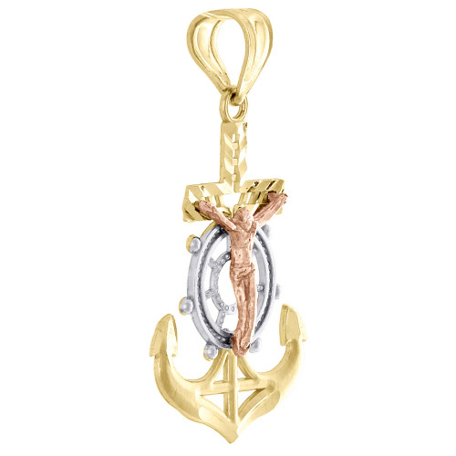 10K Yellow, White \u0026 Rose Gold Anchor 