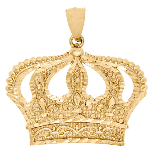 10K Two Tone Gold King Queen Crown 