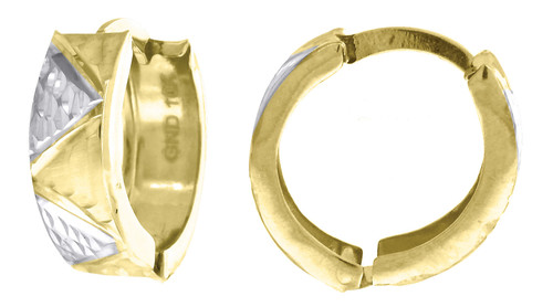 modeohrringe aus 10-karätigem Gelbgold mit Diamantschliff und Scharnier, 1,4 cm (0,55 Zoll).