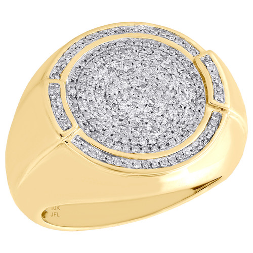 10K Yellow Gold Mens Round Diamond Statement Pinky Ring 22mm Dome Frame 1/2 CT.