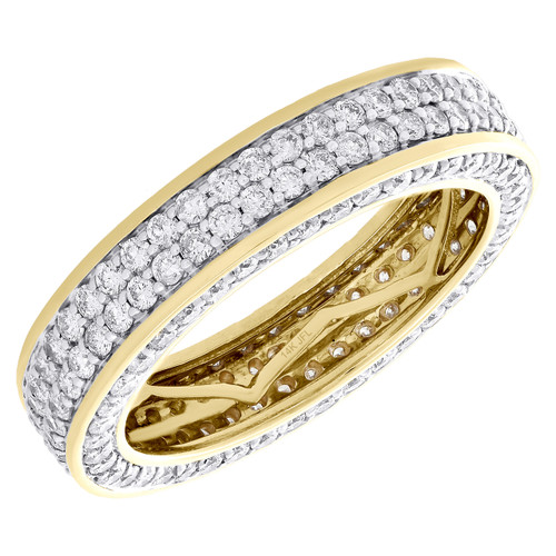 14K Yellow Gold Diamond Wedding Band 5.5mm Mens 3D Eternity Pave Pinky Ring 3 CT